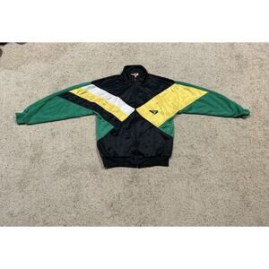 Vintage PONY sz M? Mens Full Zip Windbreaker Track Jacket GREEN YELLOW BLACK D23